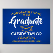 卒業おめでとう王室のブルーと金ゴールド卒業 ポスター (正面)