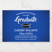 卒業おめでとう王室のブルー&ホワイトミニスプリット スパークリングワインラベル (シングルラベル)