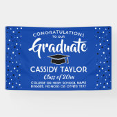 卒業おめでとう王室の紙吹雪青と白 横断幕 (横)