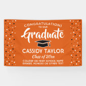 卒業おめでとう紙吹雪オレンジホワイト&ブラック 横断幕 (横)
