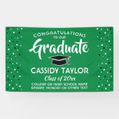 卒業おめでとう紙吹雪グリーンホワイトとブラック 横断幕 (横)