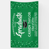 卒業おめでとう紙吹雪グリーンホワイトとブラック 横断幕 (縦)