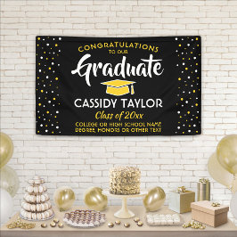 卒業おめでとう紙吹雪ブラック金ゴールド黄 横断幕