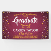 卒業おめでとう紙吹雪マルーン金ゴールド黄 横断幕 (横)