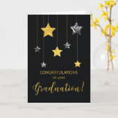 卒業おめでとう金ゴールドと銀色 カード (黄色い花)