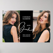 卒業おめでとう黒モダン写真 ポスター (正面)