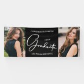 卒業おめでとう黒モダン写真 横断幕 (横)