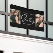 卒業おめでとう黒モダン写真 横断幕 (ビルの外側)