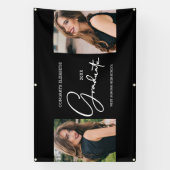 卒業おめでとう黒モダン写真 横断幕 (縦)