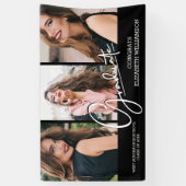 卒業おめでとう黒モダン写真 横断幕 (縦)