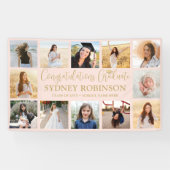 卒業おめでとう12フォト赤面ピンクと金ゴールド 横断幕 (横)