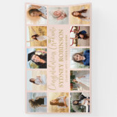 卒業おめでとう12フォト赤面ピンクと金ゴールド 横断幕 (縦)