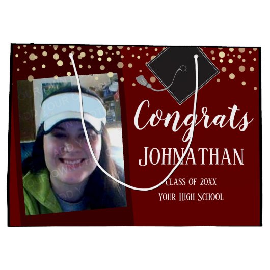 卒業おめでとう2枚写真大抱き枕 ラージペーパーバッグ (裏面)