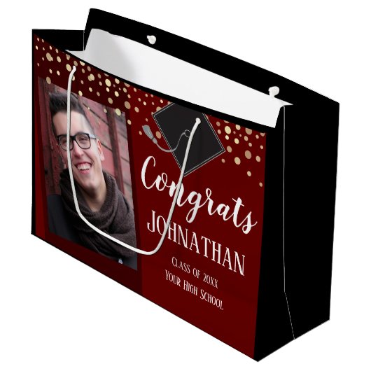 卒業おめでとう2枚写真大抱き枕 ラージペーパーバッグ (正面アングル)