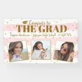 卒業おめでとう3写真金ゴールドグリッターストライプ 横断幕 (横)