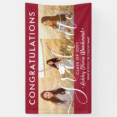 卒業おめでとう3 Photo Collage 赤と白 横断幕 (縦)