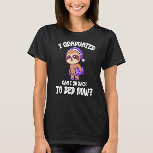 卒業おめでとう もう寝てもいいよね ナマケモノ Tシャツ (正面)