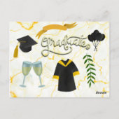 卒業おめでとう　アカデミックな帽子とドレス ポストカード (裏面)