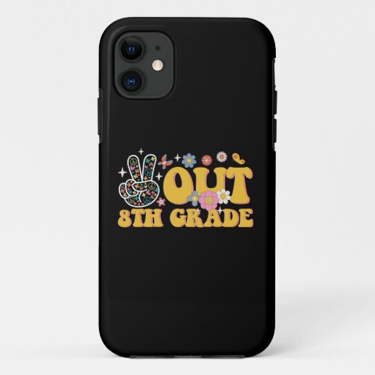 卒業おめでとう グルービーな中学最後の日 Peace Out 8th Grade Case-Mate iPhoneケース (裏面)
