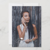 卒業おめでとう シンプルな紫色の写真 招待状 (正面)