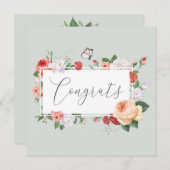 卒業おめでとう ソフトピンクとグリーンの花柄 (正面/裏面)