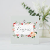 卒業おめでとう ソフトピンクとグリーンの花柄 (スタンド正面)