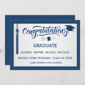 卒業おめでとう タッセル ブルー ご招待 招待状 (正面/裏面)