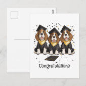 卒業おめでとう バセットハウンドの犬たち ポストカード (正面/裏面)