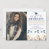 卒業おめでとう！パーティーの写真招待状 (正面)