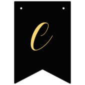 卒業おめでとう ブラックゴールドの卒業帽子  バンティングフラッグ (第2の旗)