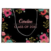 卒業おめでとう。モダンフローラカスタム ラージペーパーバッグ (裏面)