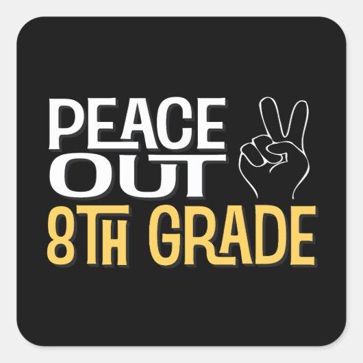 卒業おめでとう!中学8年生パーティー スクエアシール (正面)