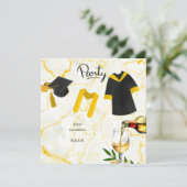 卒業おめでとう 学位帽とアカデミックなドレス 招待状 (スタンド正面)