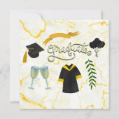 卒業おめでとう 学位帽とアカデミックなドレス 招待状 (裏面)