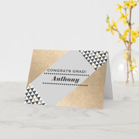 卒業おめでとう。幾何学的パターカスタムン カード (黄色い花)