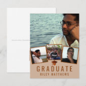 卒業おめでとう 現代的な銅の装飾に４つの写真を使った発表 ポストカード (正面/裏面)