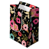 卒業おめでとう。花モダン柄 ミディアムペーパーバッグ (裏面アングル)