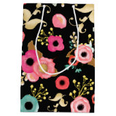 卒業おめでとう。花モダン柄 ミディアムペーパーバッグ (裏面)