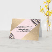 卒業おめでとう。赤面ピンク金ゴールド カード (黄色い花)