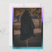 卒業おめでとう 金色の卒業帽子とダイヤモンドにあなたの写真 招待状 (裏面)