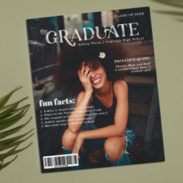 卒業おめでとう!雑誌の表紙風卒業記念写真 案内ポストカード