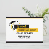 卒業おめでとう 黄色 黒 白 卒業アナウンスメント 招待状 (スタンド正面)