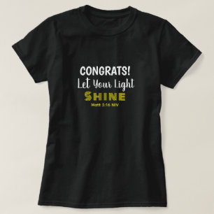 卒業おめでとう 黒の聖書の励ましの言葉Tシャツ Tシャツ