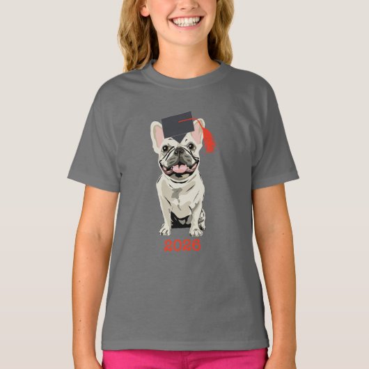 卒業おめでとう 2026 かわいい犬 Tシャツ (正面)