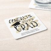 卒業おめでとうGRADクラス年タイポグラフィ スクエアペーパーコースター (アングル)