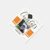 卒業おめでとうGRAD名とフォトオレンジ スタンダードカクテルナプキン (角)