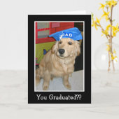 卒業おもしろいしたゴールデンレトリバー カード (黄色い花)