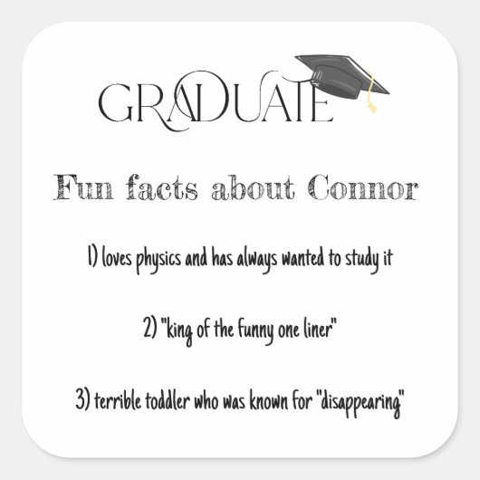 卒業おもしろいの事実の上限 スクエアシール (正面)