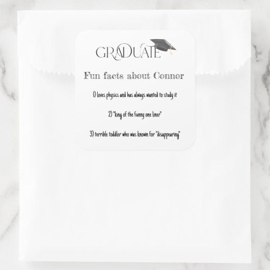 卒業おもしろいの事実の上限 スクエアシール (バッグ)