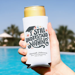 卒業おもしろいは何も理解しパーソナライズされたない スリム缶クーラー